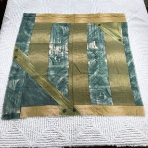 Echo Square Scarf Green 100% Wool Abstract Geometric Avant Garde Earthy Boho